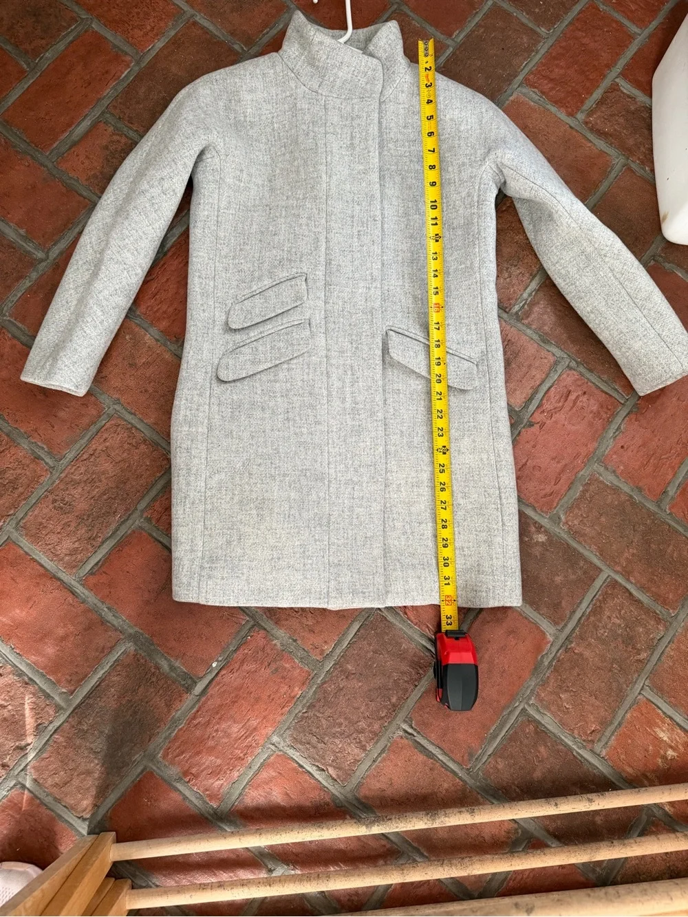 Like New jcrew petite women’s Light Gray Wool-Blend Stand Collar Coat